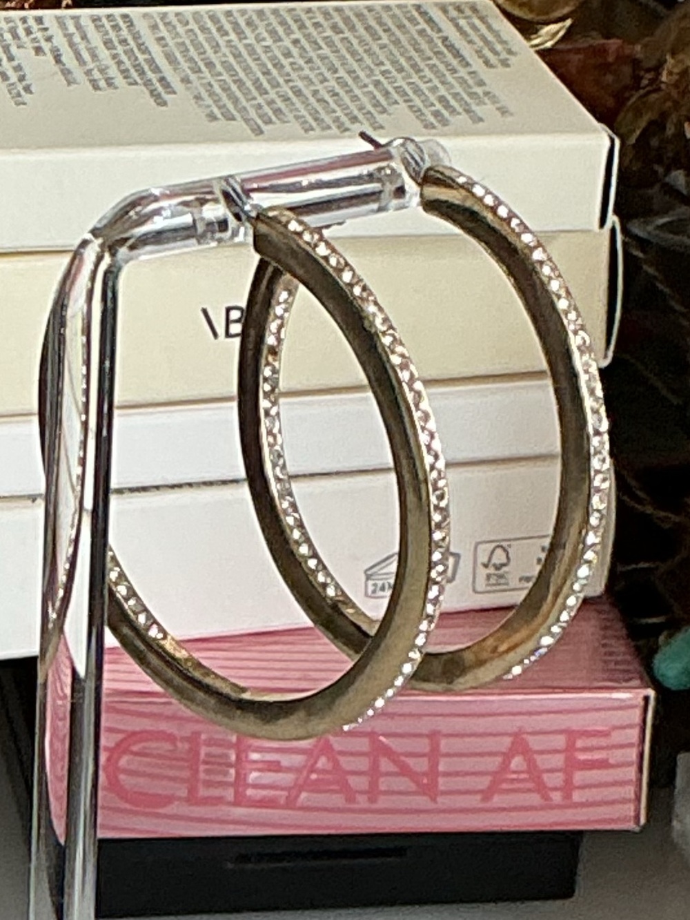 Goldtone Hoops with Crystals